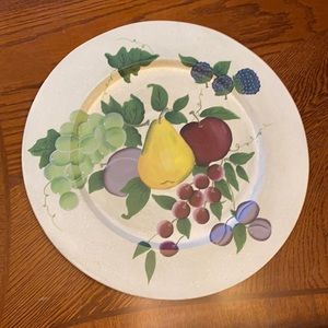 Home Interior Large Wood Hand-painted Accent Plate